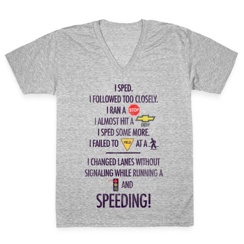 I Sped (Liar Liar Iconography) V-Neck Tee Shirt