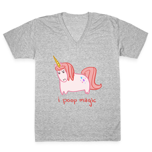 I Poop Magic Unicorn V-Neck Tee Shirt