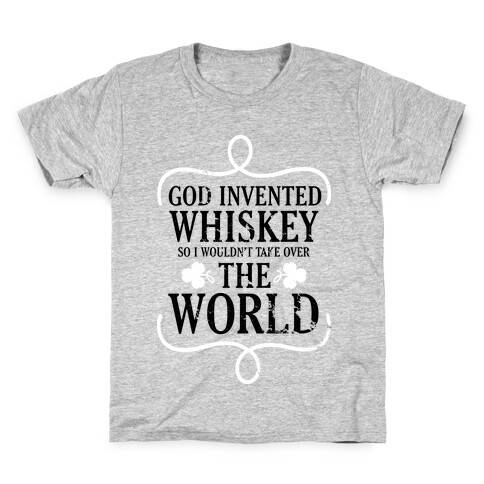 God Invented Whiskey (Green) Kids T-Shirt