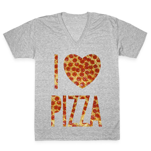 I Heart Pizza V-Neck Tee Shirt