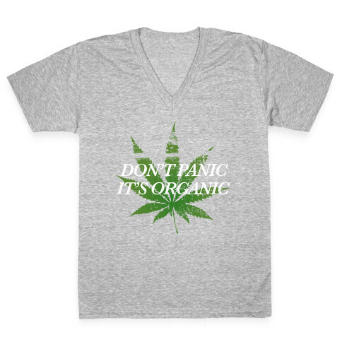 Don't Panic, It's Organic V-Neck Tee Shirt