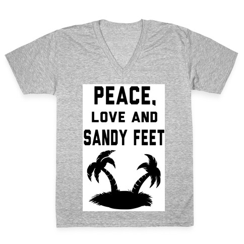 Peace, Love and Sandy Feet V-Neck Tee Shirt