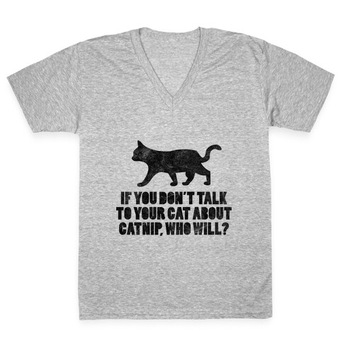 If You Don't Talk To Your Cat About Catnip, Who Will? V-Neck Tee Shirt