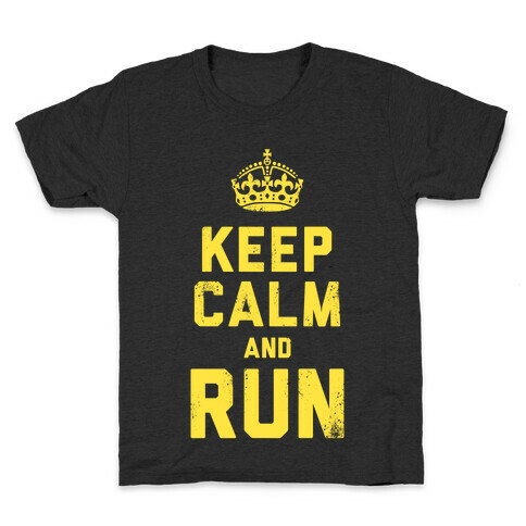 Keep Calm and Run (Dark) Kids T-Shirt