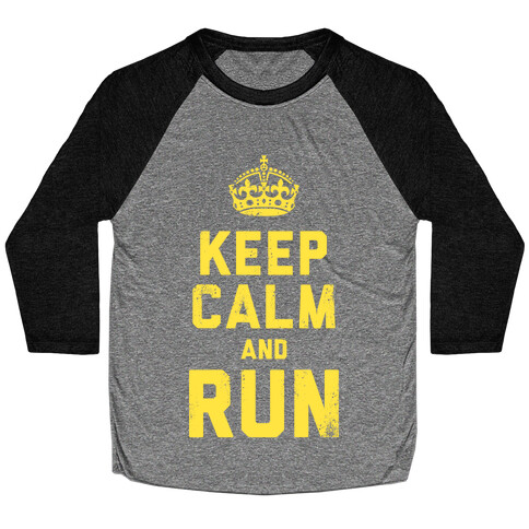 Keep Calm and Run (Dark) Baseball Tee