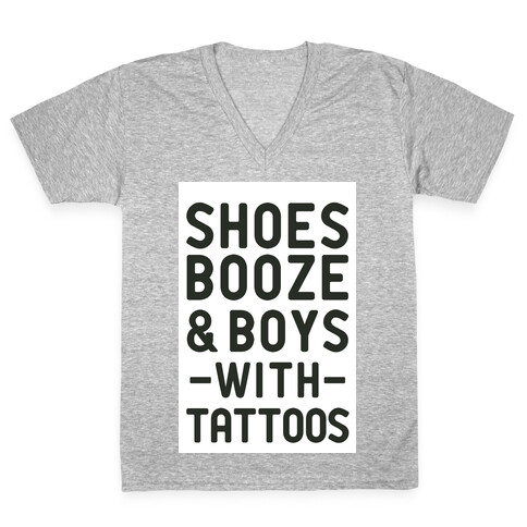 Shoes Booze & Boys With Tattoos V-Neck Tee Shirt