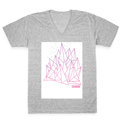 Colorado Mountains Pink V-Neck Tee Shirt
