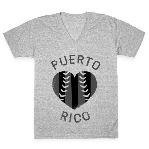 Puerto Rico Baseball Love (Baseball Tee) V-Neck Tee Shirt