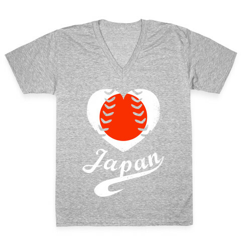 Japan Baseball Love  V-Neck Tee Shirt