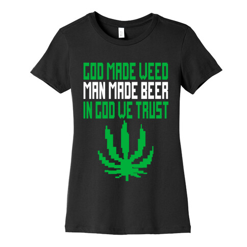 God Made Weed (8bit) Womens T-Shirt