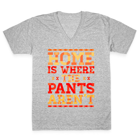 Home Is Where The Pants Aren't (Orange) V-Neck Tee Shirt