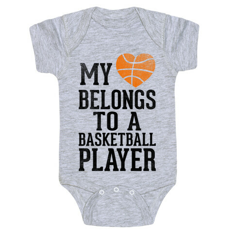 My Heart Belongs to a Basketball Player (Baseball Tee) Baby One-Piece