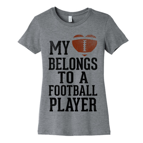 My Heart Belongs to a Football Player (Baseball Tee) Womens T-Shirt