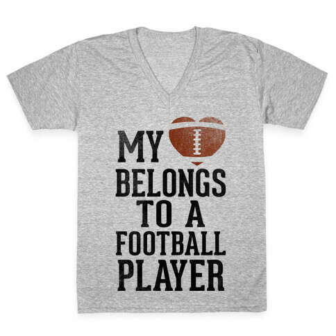 My Heart Belongs to a Football Player (Baseball Tee) V-Neck Tee Shirt