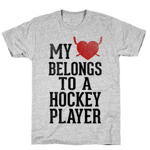 My Heart Belongs To a Hockey Player (Baseball Tee) T-Shirt