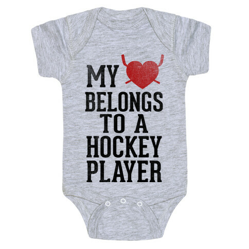 My Heart Belongs To a Hockey Player (Baseball Tee) Baby One-Piece