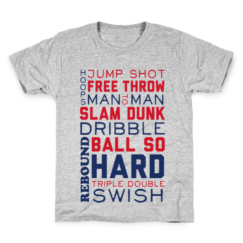 Basketball Typographic (Red and Blue) Kids T-Shirt