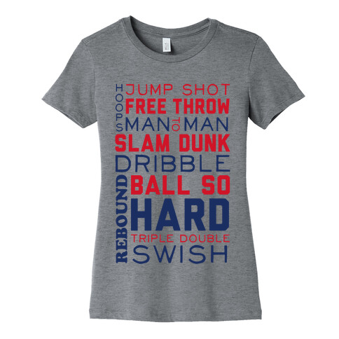 Basketball Typographic (Red and Blue) Womens T-Shirt