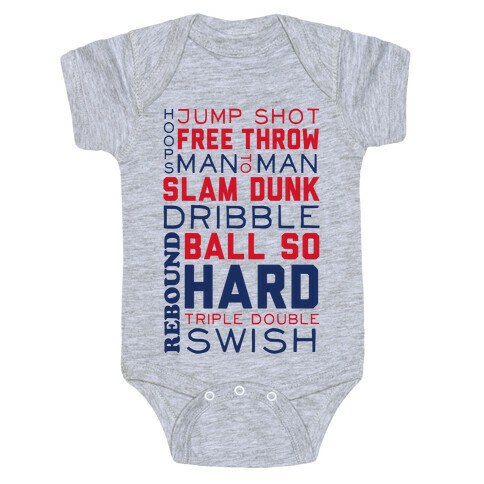 Basketball Typographic (Red and Blue) Baby One-Piece