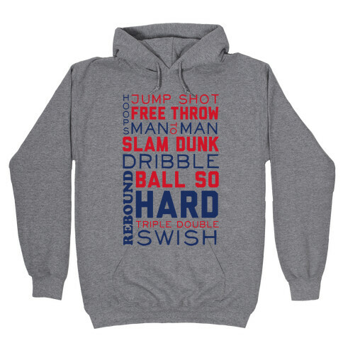 Basketball Typographic (Red and Blue) Hooded Sweatshirt