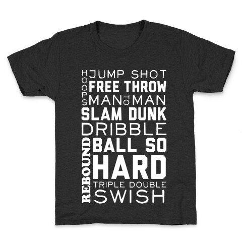 Basketball Typographic (Dark) Kids T-Shirt