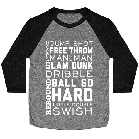 Basketball Typographic (Dark) Baseball Tee