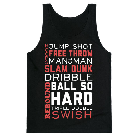 Basketball Typographic (Red and White) Tank Top