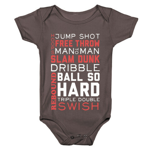Basketball Typographic (Red and White) Baby One-Piece