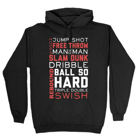 Basketball Typographic (Red and White) Hooded Sweatshirt