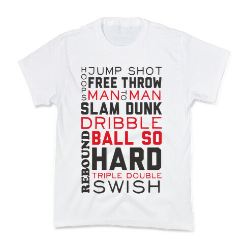 Basketball Typographic (Red and Black) Kids T-Shirt