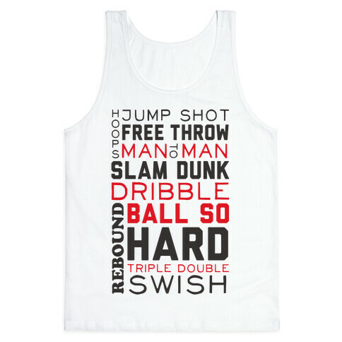Basketball Typographic (Red and Black) Tank Top