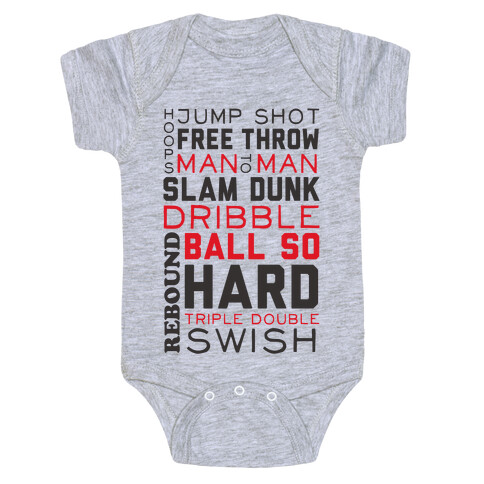 Basketball Typographic (Red and Black) Baby One-Piece