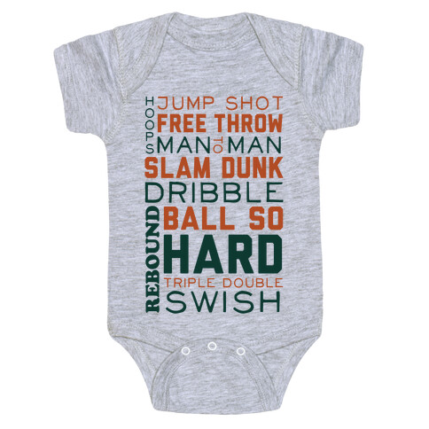 Basketball Typographic (Green and Orange) Baby One-Piece