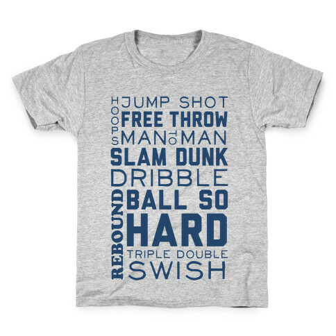 Basketball Typographic (Blue) Kids T-Shirt