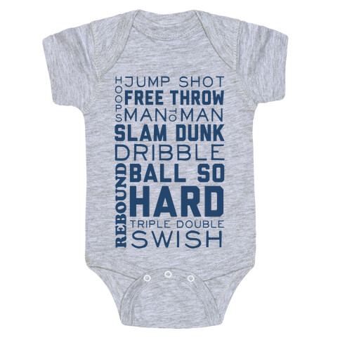 Basketball Typographic (Blue) Baby One-Piece