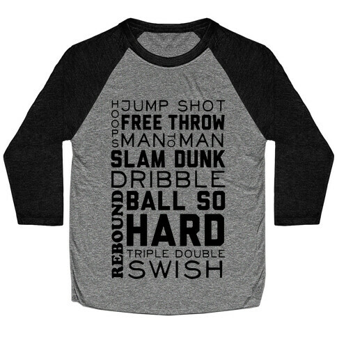 Basketball Typographic Baseball Tee