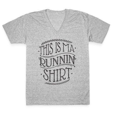 Running Shirt (Grey) V-Neck Tee Shirt