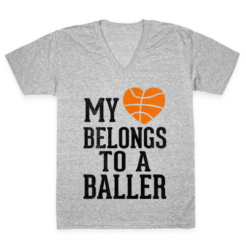 My Heart Belongs To A Baller (Baseball Tee) V-Neck Tee Shirt