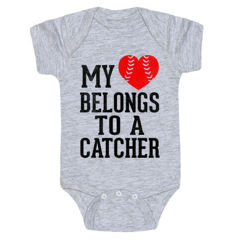 My Heart Belongs To A Catcher (Baseball Tee) Baby One-Piece