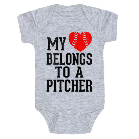 My Heart Belongs To A Pitcher (Baseball Tee) Baby One-Piece
