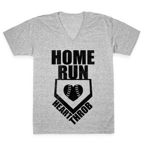 Home Run Heart Throb (Baseball Tee) V-Neck Tee Shirt