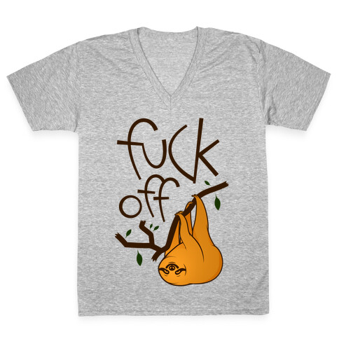F*** Off Sloth (color) V-Neck Tee Shirt