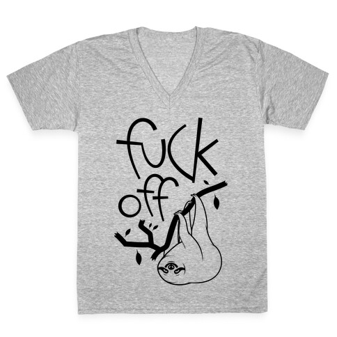 F*** Off Sloth (black) V-Neck Tee Shirt