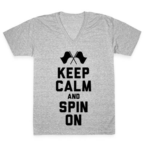 Keep Calm and Spin On (Tank) V-Neck Tee Shirt