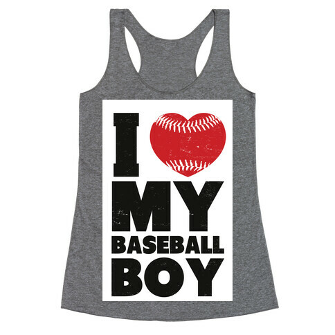 I Love My Baseball Boy Racerback Tank Top