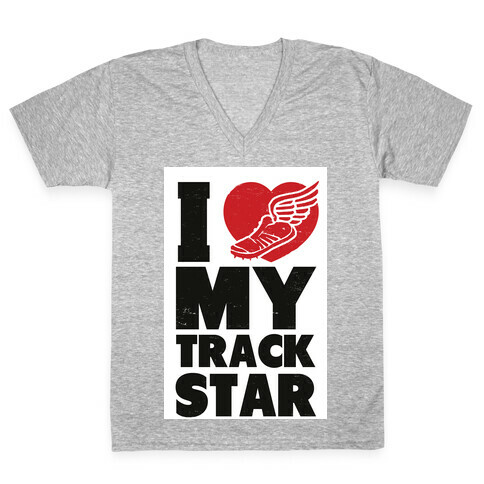 I Love My Track Star V-Neck Tee Shirt