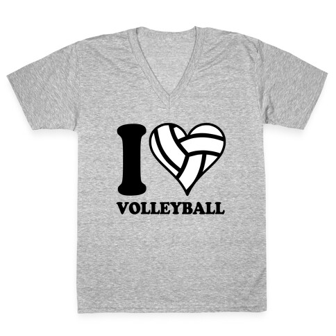 I Love Volleyball V-Neck Tee Shirt