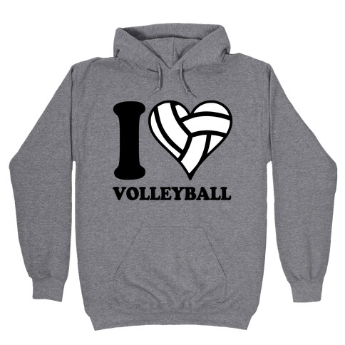 I Love Volleyball Hooded Sweatshirt