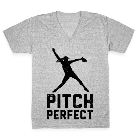 Softball Pitch Perfect (Baseball Tee) V-Neck Tee Shirt