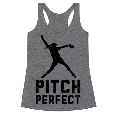 Softball Pitch Perfect (Baseball Tee) Racerback Tank Top